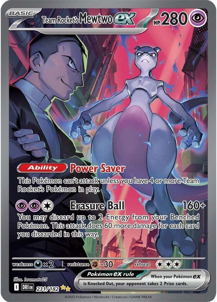 Pokémon Destined Rivals Team Rocket Mewtwo ex Card